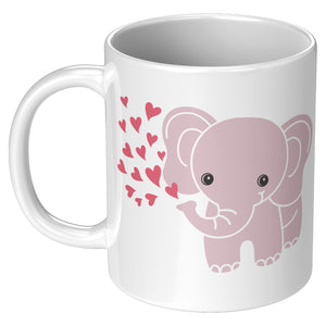 Baby Elephant Mug with Red Hearts