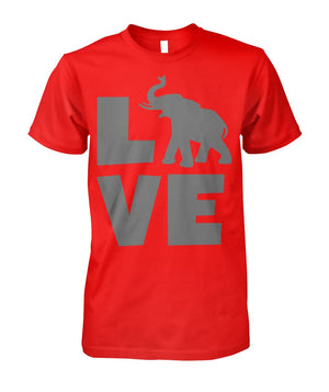 LOVE Elephant Shirt Red Unisex Cotton Tee