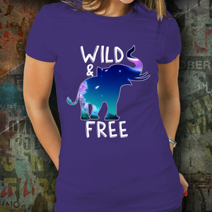 Wild and Free Elephant Shirt District Unisex Shirt Purple S