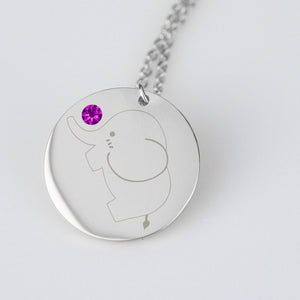 Baby Elephant Necklace with Birthstone Stainless Steel