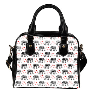 Shoulder Handbag With Elephants Grey