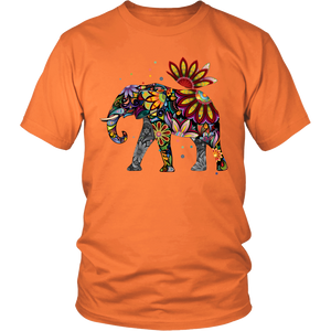 Floral Elephant Tshirt District Unisex Shirt Orange