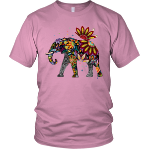 Floral Elephant Tshirt District Unisex Shirt Pink