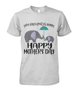 Mother's Day Elephant Shirt Ash Grey Unisex Cotton Tee