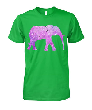 Purple Elephant Shirt Electric Green Unisex Cotton Tee