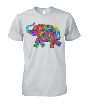Colorful African Elephant Tshirt Ash Grey Unisex Cotton Tee