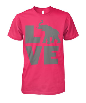LOVE Elephant Shirt Heliconia Unisex Cotton Tee