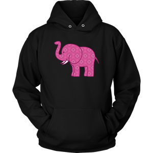 Pink Baby Elephant Hoodie Unisex Hoodie Black