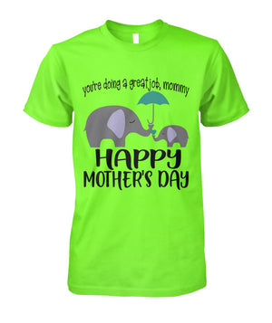Mother's Day Elephant Shirt Lime Unisex Cotton Tee