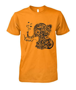 Mandala Elephant Love Tshirt Tennessee Orange Unisex Cotton Tee