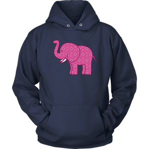 Pink Baby Elephant Hoodie Unisex Hoodie Navy