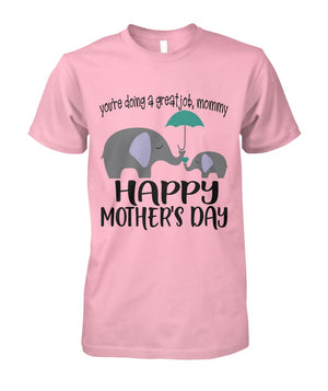 Mother's Day Elephant Shirt Light Pink Unisex Cotton Tee