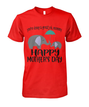 Mother's Day Elephant Shirt Red Unisex Cotton Tee