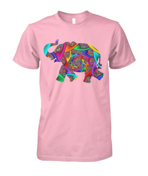Colorful African Elephant Thsirt Light Pink Unisex Cotton Tee