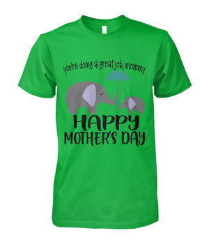 Mother's Day Elephant Shirt Electric Green Unisex Cotton Tee