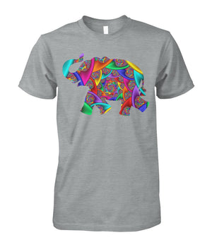 Colorful African Elephant Tshirt Sport Grey Unisex Cotton Tee