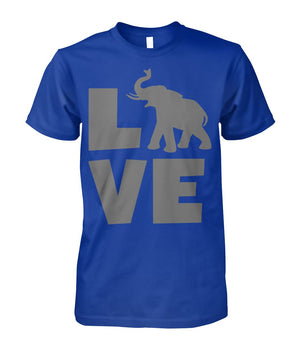 LOVE Elephant Shirt Royal Unisex Cotton Tee