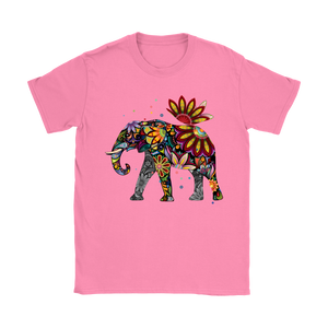 Floral Elephant Tshirt Gildan Womens T-Shirt Azalea