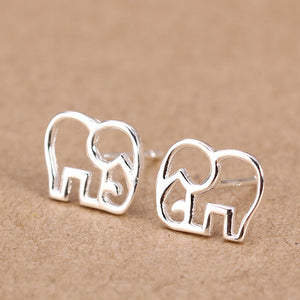 925 Sterling Silver Tiny Elephant Stud Earrings