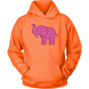 Pink Baby Elephant Hoodie Unisex Hoodie Neon Orange