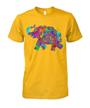 Colorful African Elephant Thsirt Gold Unisex Cotton Tee