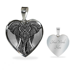 Majestic Elephant Heart Necklace Luxury Necklace (Silver) Yes