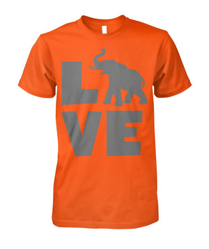 LOVE Elephant Shirt Orange Unisex Cotton Tee