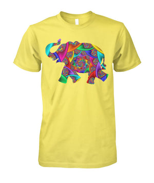 Colorful African Elephant Tshirt Daisy Unisex Cotton Tee