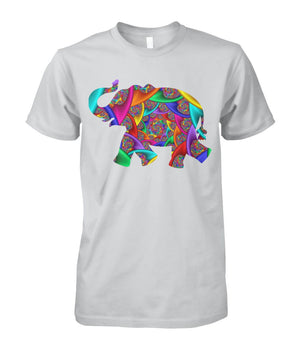 Colorful African Elephant Thsirt Ash Grey Unisex Cotton Tee