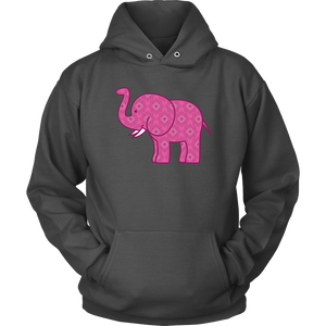 Pink Baby Elephant Hoodie Unisex Hoodie Charcoal