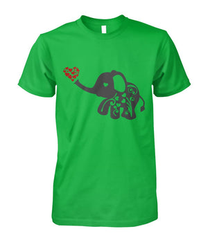 Elephant Flourish Tshirt Electric Green Unisex Cotton Tee