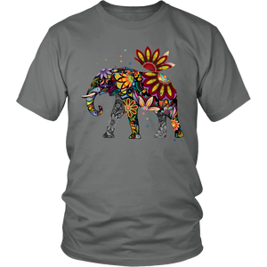 Floral Elephant Tshirt District Unisex Shirt Grey