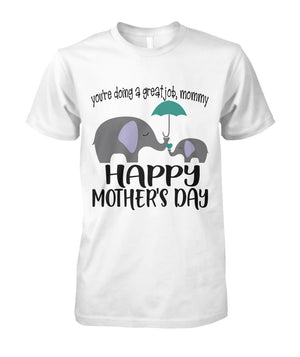 Mother's Day Elephant Shirt White Unisex Cotton Tee