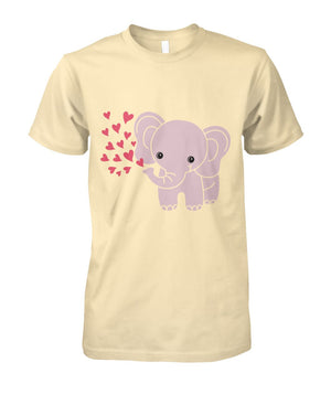 Baby Elephant Shirt with Red Hearts Sand Unisex Cotton Tee