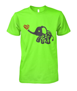 Elephant Flourish Tshirt Lime Unisex Cotton Tee