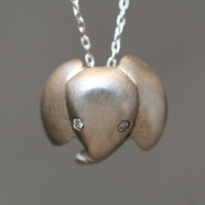 Baby Elephant Necklace in Sterling Silver with Diamonds