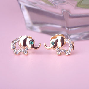 18K Gold/Silver Elephant Stud Earrings Gold
