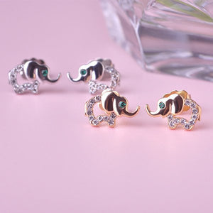 18K Gold/Silver Elephant Stud Earrings