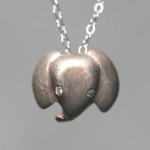 Baby Elephant Necklace in 14k White Gold with Diamonds