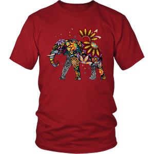 Floral Elephant Tshirt District Unisex Shirt Red