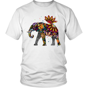 Floral Elephant Tshirt District Unisex Shirt White