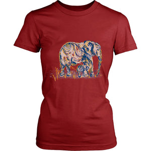 Elephant Mom and Baby Tshirt District Womens Shirt Red