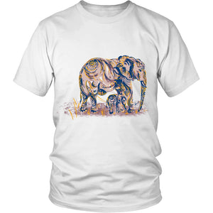 Elephant Mom and Baby Tshirt District Unisex Shirt White