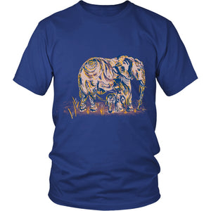 Elephant Mom and Baby Tshirt District Unisex Shirt Royal Blue