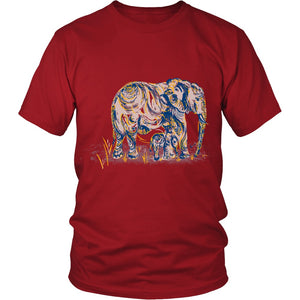 Elephant Mom and Baby Tshirt District Unisex Shirt Red