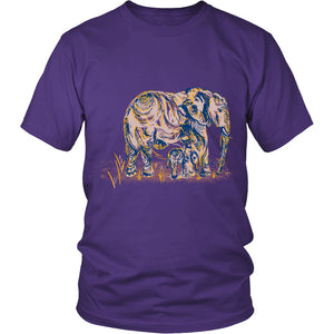 Elephant Mom and Baby Tshirt District Unisex Shirt Purple