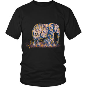 Elephant Mom and Baby Tshirt District Unisex Shirt Black