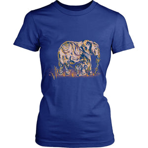 Elephant Mom and Baby Tshirt District Womens Shirt Royal Blue