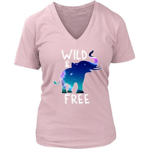 Wild and Free V-Neck Tshirt District Womens V-Neck Pink