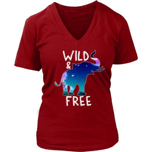 Wild and Free V-Neck Tshirt District Womens V-Neck Red